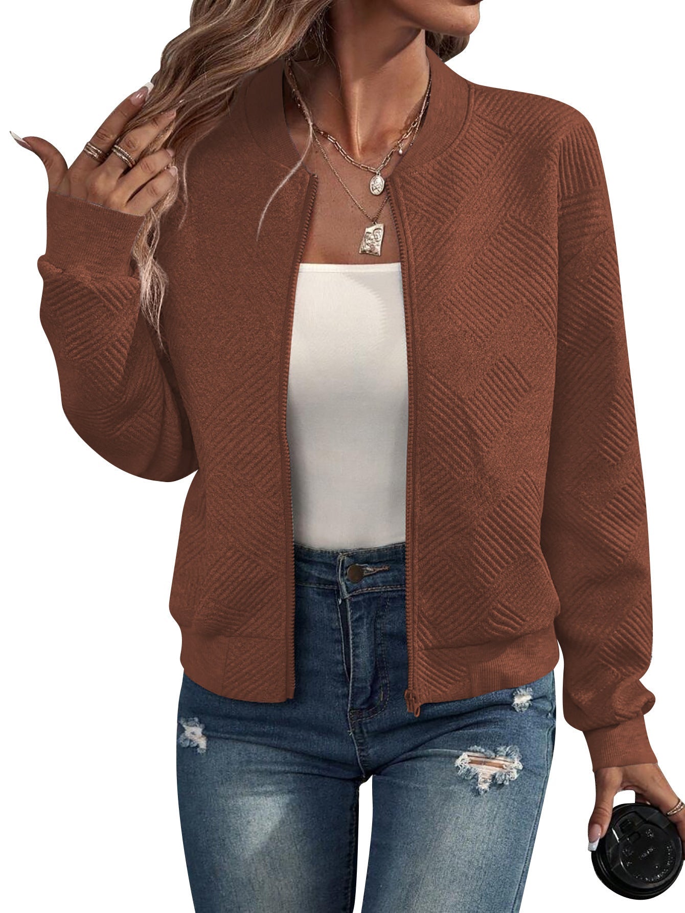 Krohn-e | Herbstjacke mit Reißverschluss und Muster, Casual