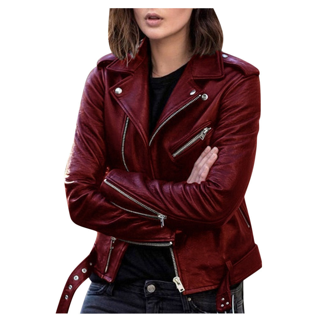 Krohn-e | Kurze Herbstjacke mit Gürtel und Reißverschlüssen