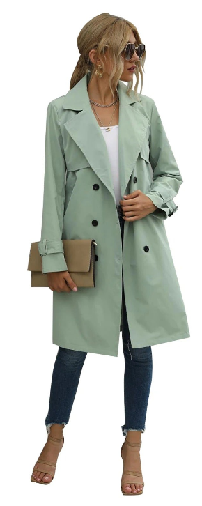 Krohn-e | Lange Trenchcoat mit Taillengürtel und Knöpfen