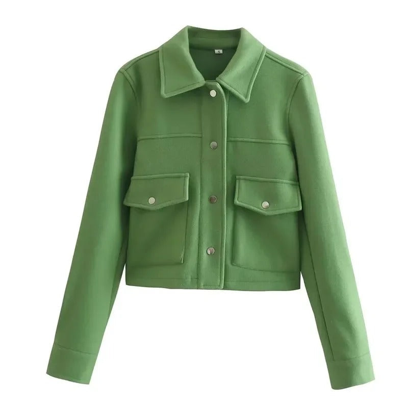 Krohn-e | Übergangsjacke Kurz mit Knöpfen und Taschen