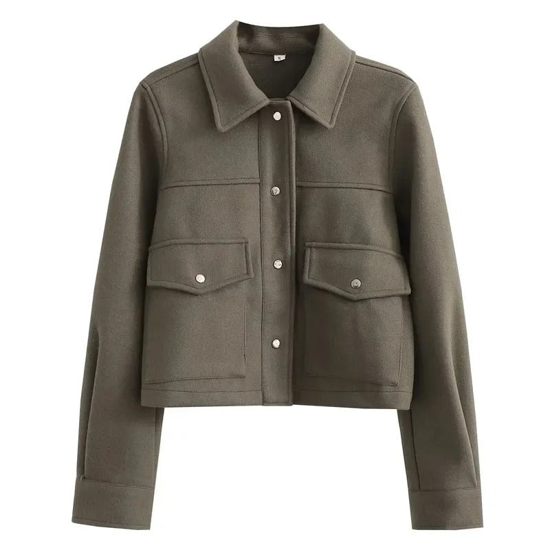 Krohn-e | Übergangsjacke Kurz mit Knöpfen und Taschen