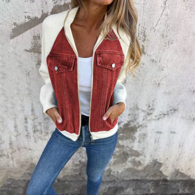 Krohn-e | Übergangsjacke mit Denimfront und Reißverschluss