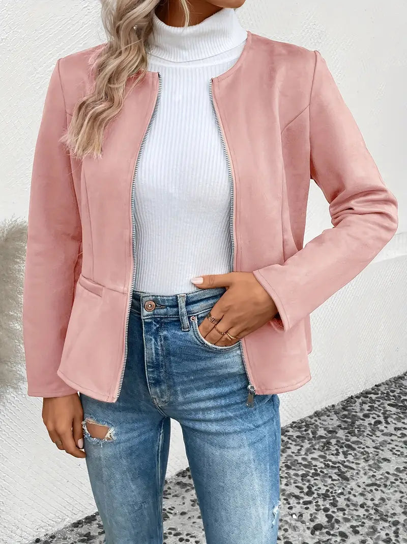 Krohn-e | Übergangsjacke Slim Fit mit Reißverschluss und Rundhalsausschnitt