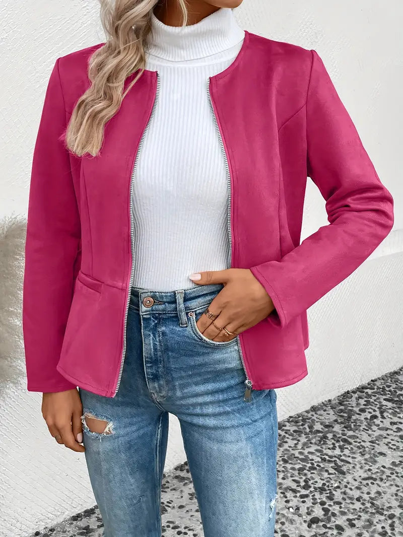 Krohn-e | Übergangsjacke Slim Fit mit Reißverschluss und Rundhalsausschnitt