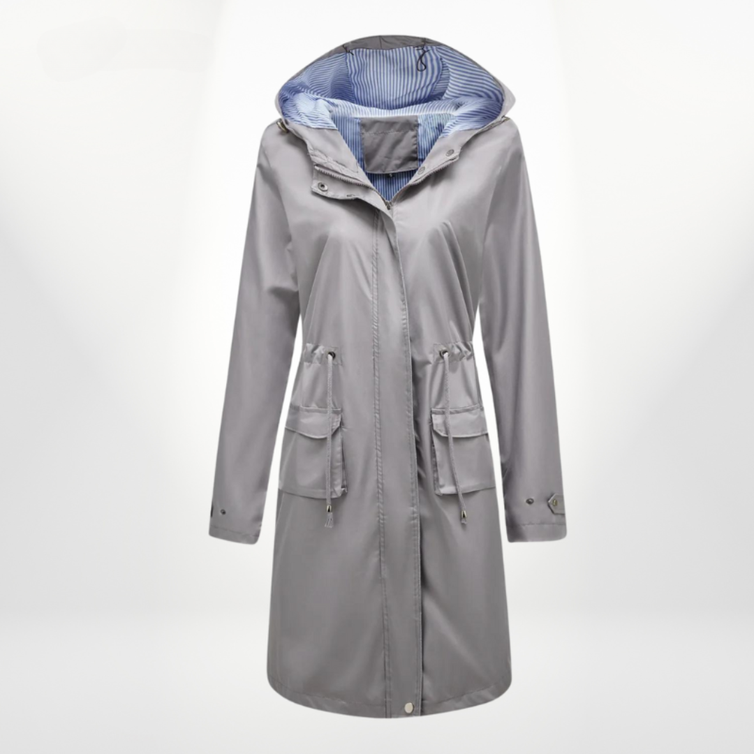 Krohn-e | Schwarzer Trenchcoat mit Kapuze und Reißverschlussclosure