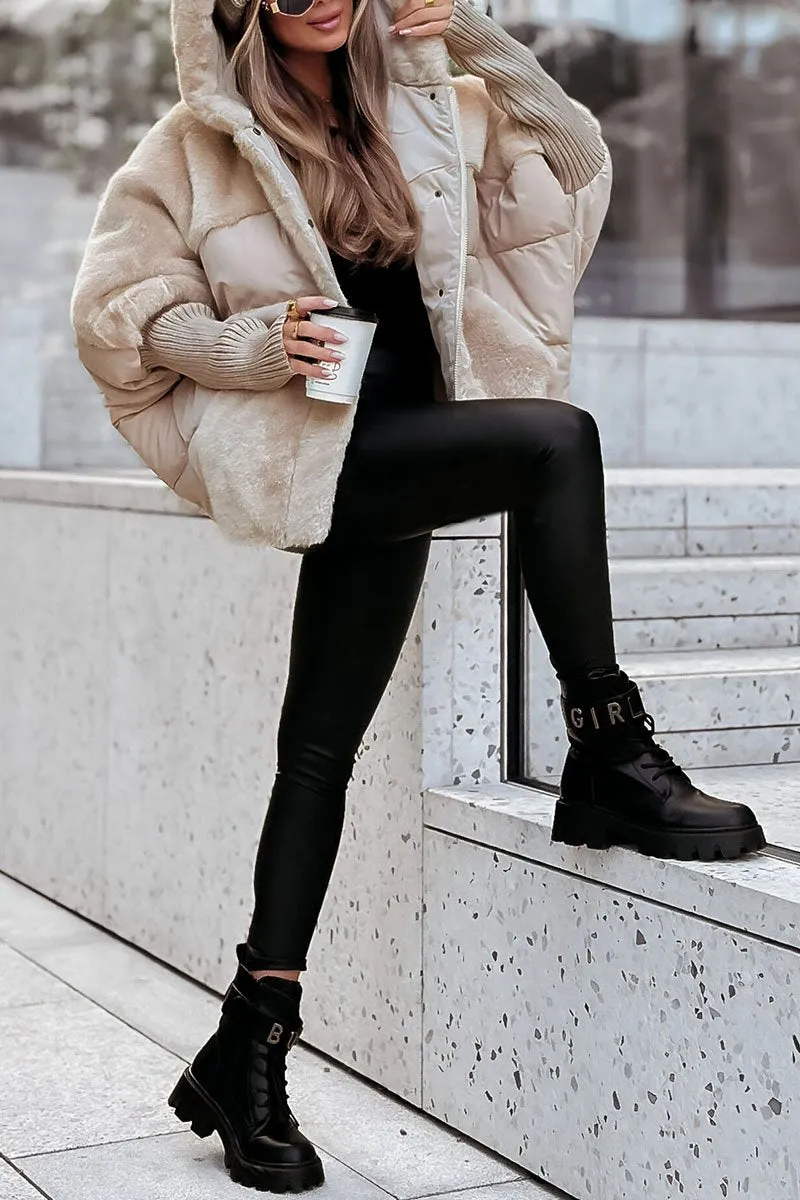 Krohn-e | Winterjacke Gefüttert Übergröße, mit Kapuze und Rippe