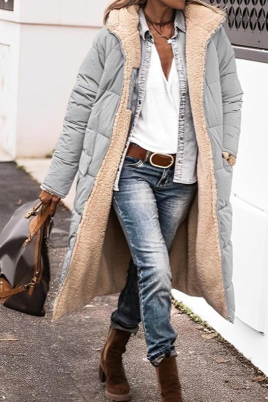 Krohn-e | gesteppte Winterjacke Damen - wendbare warme Jacke mit Kapuze