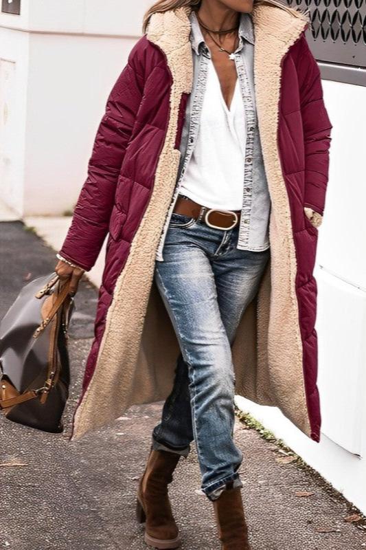 Krohn-e | gesteppte Winterjacke Damen - wendbare warme Jacke mit Kapuze