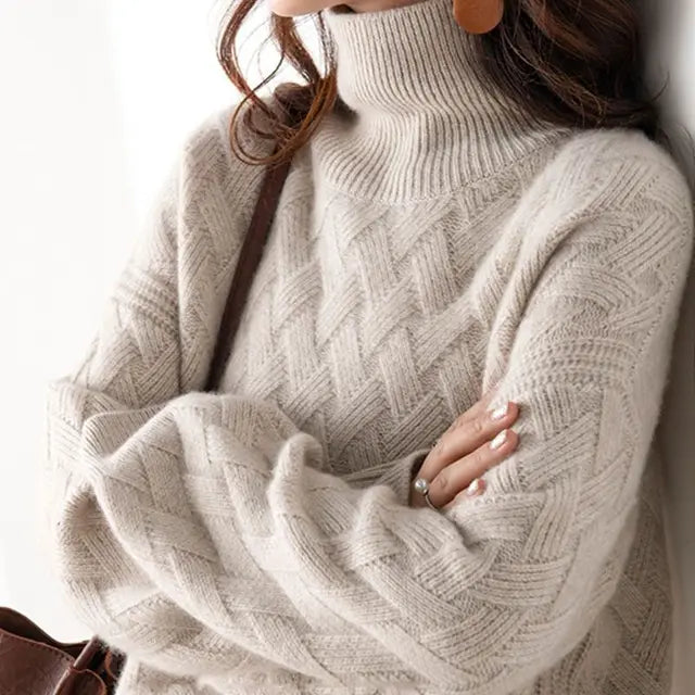 Krohn-e | Pullover - Damen Herbst Hoher Hals Wollstrickpullover