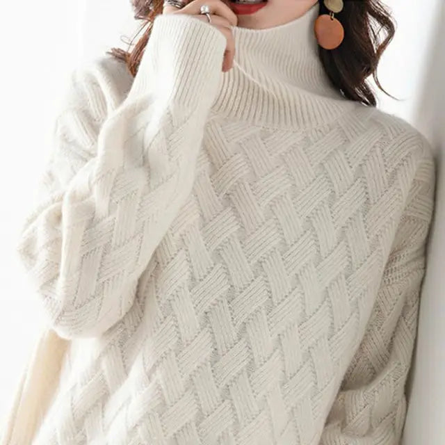 Krohn-e | Pullover - Damen Herbst Hoher Hals Wollstrickpullover