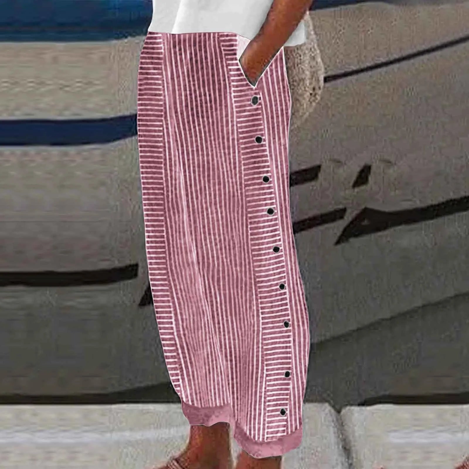 Lange gestreifte Leinenhose von Debora