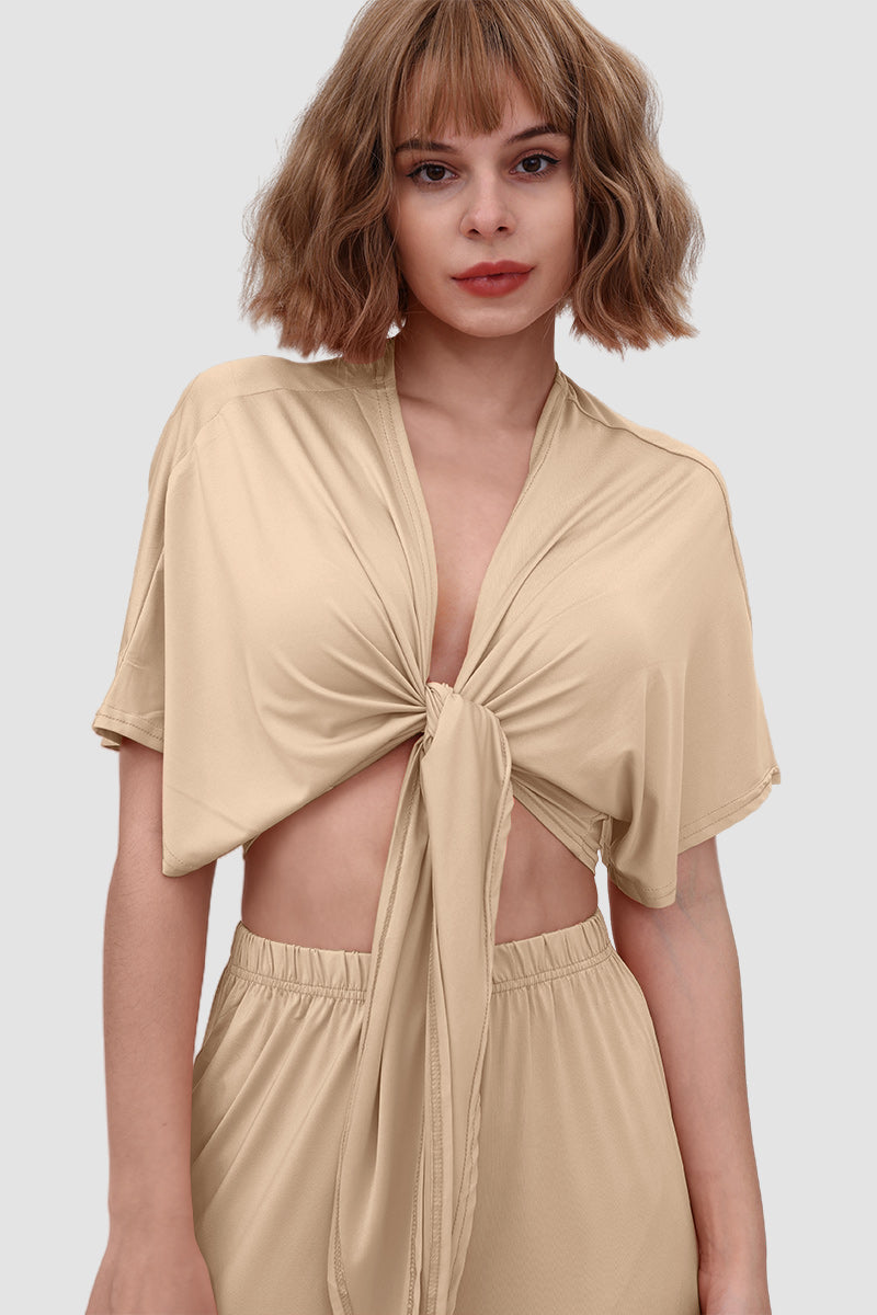 Fudus V-Ausschnitt Top und elastische weite Hose