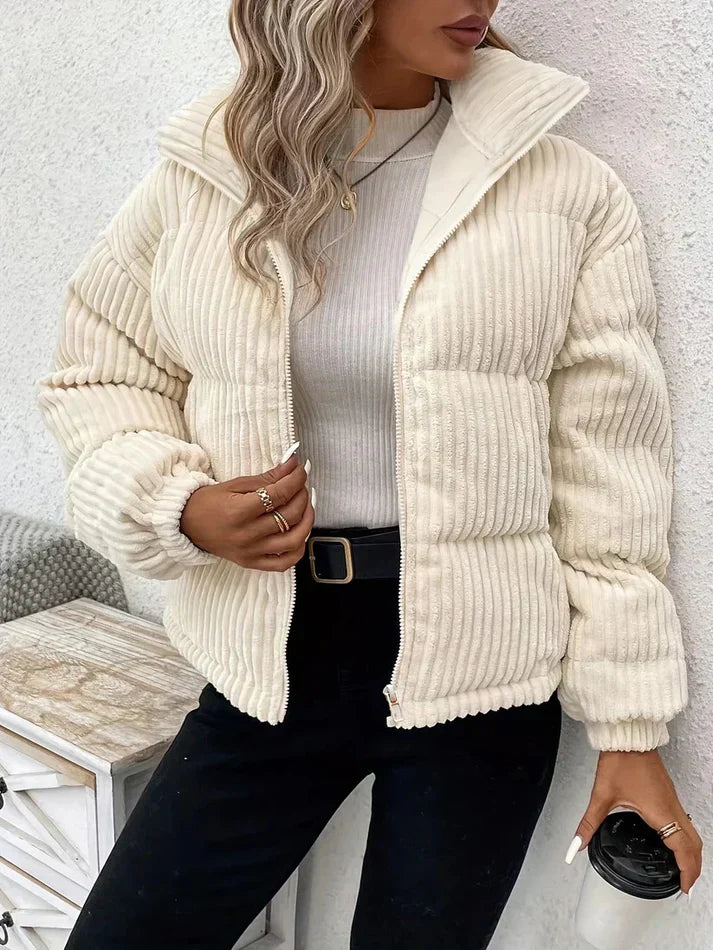 Krohn-e | Steppjacke - Cord-Kanale Textur - Reißverschluss Vorne - Gepolsterte Freizeit-Oberbekleidung