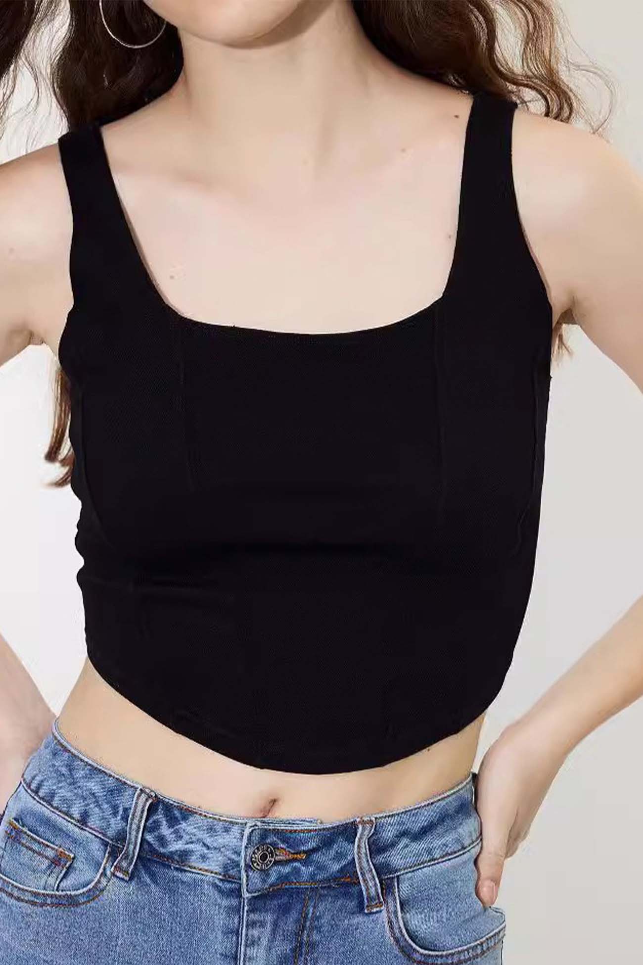 Detailliertes Naht Tanktop mit quadratischem Ausschnitt von Fudus