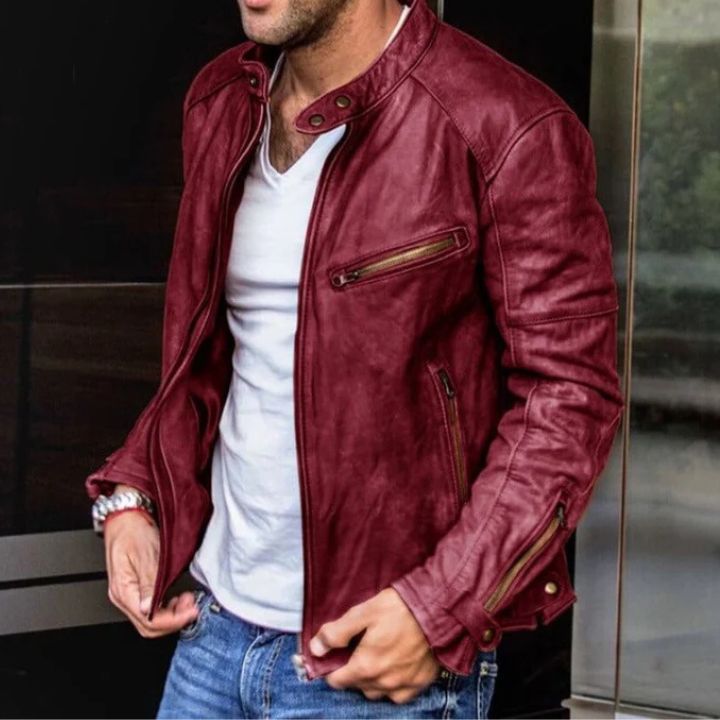 Wetterfeste Herren Lederjacke im stylischen Design - Dennis