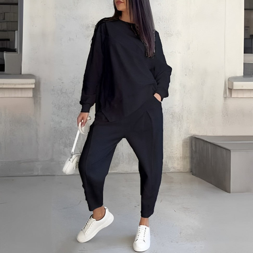 Krohn-e | Trendiges Damen Satz mit Sweatshirt Optik