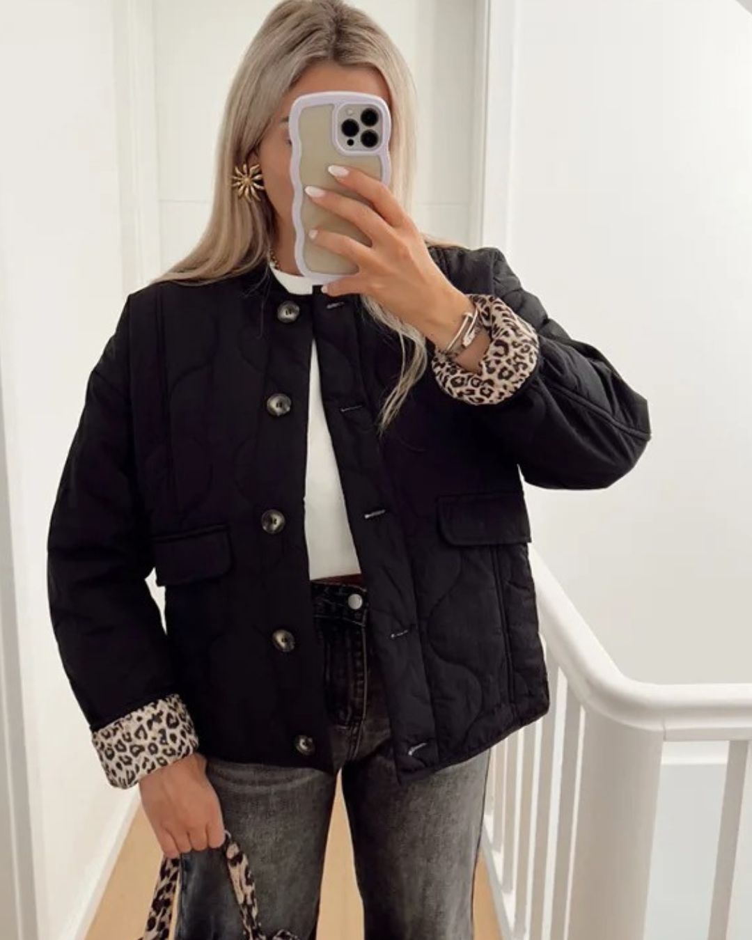 Krohn-e | Trendy Jacke mit Leopardenfutter