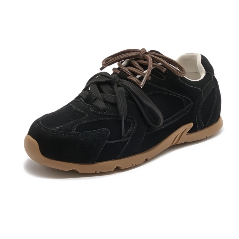 KROHN-E Damen Sneakers Wildleder-Optik Doppelschnürung Leicht Casual