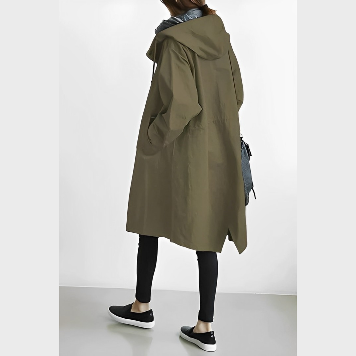 Lange Kapuzenjacke aus DuraCoat-Jeansstoff
