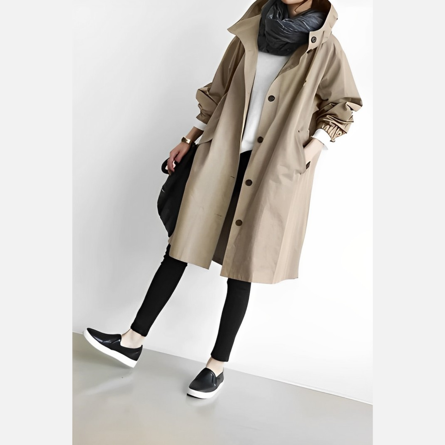 Lange Kapuzenjacke aus DuraCoat-Jeansstoff