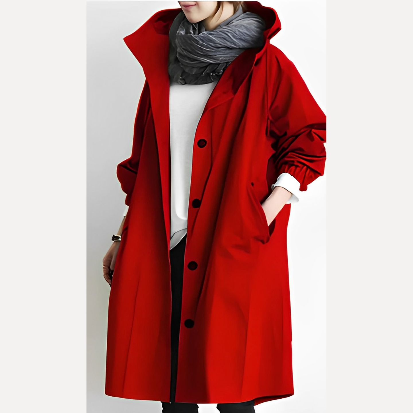 Lange Kapuzenjacke aus DuraCoat-Jeansstoff