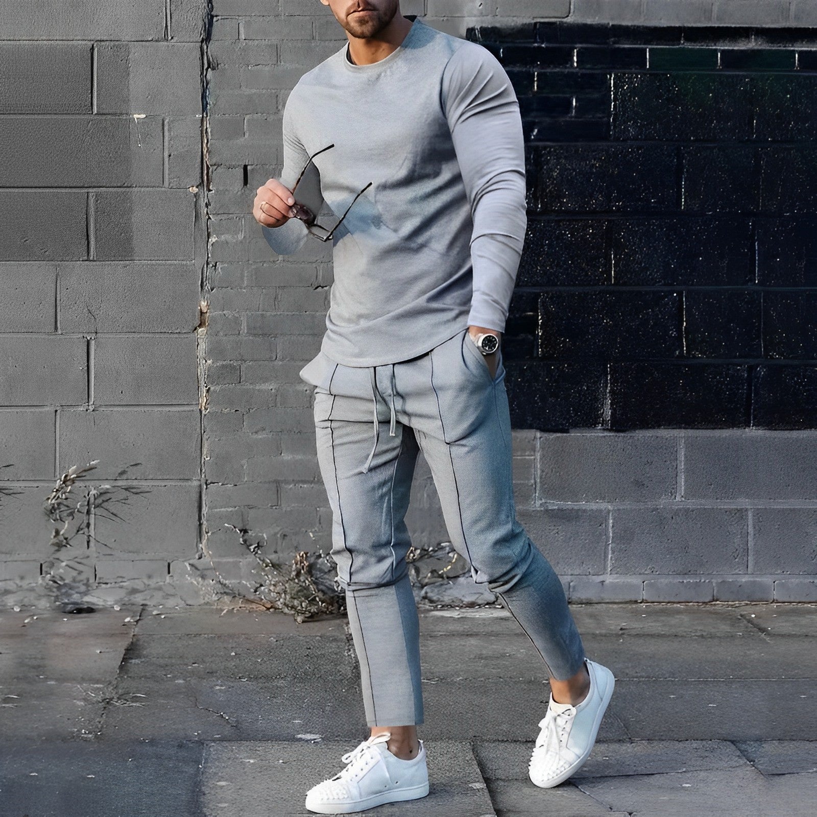 Herren-Set: Klassischer Langarm-Pullover und Hose – Modell Edward