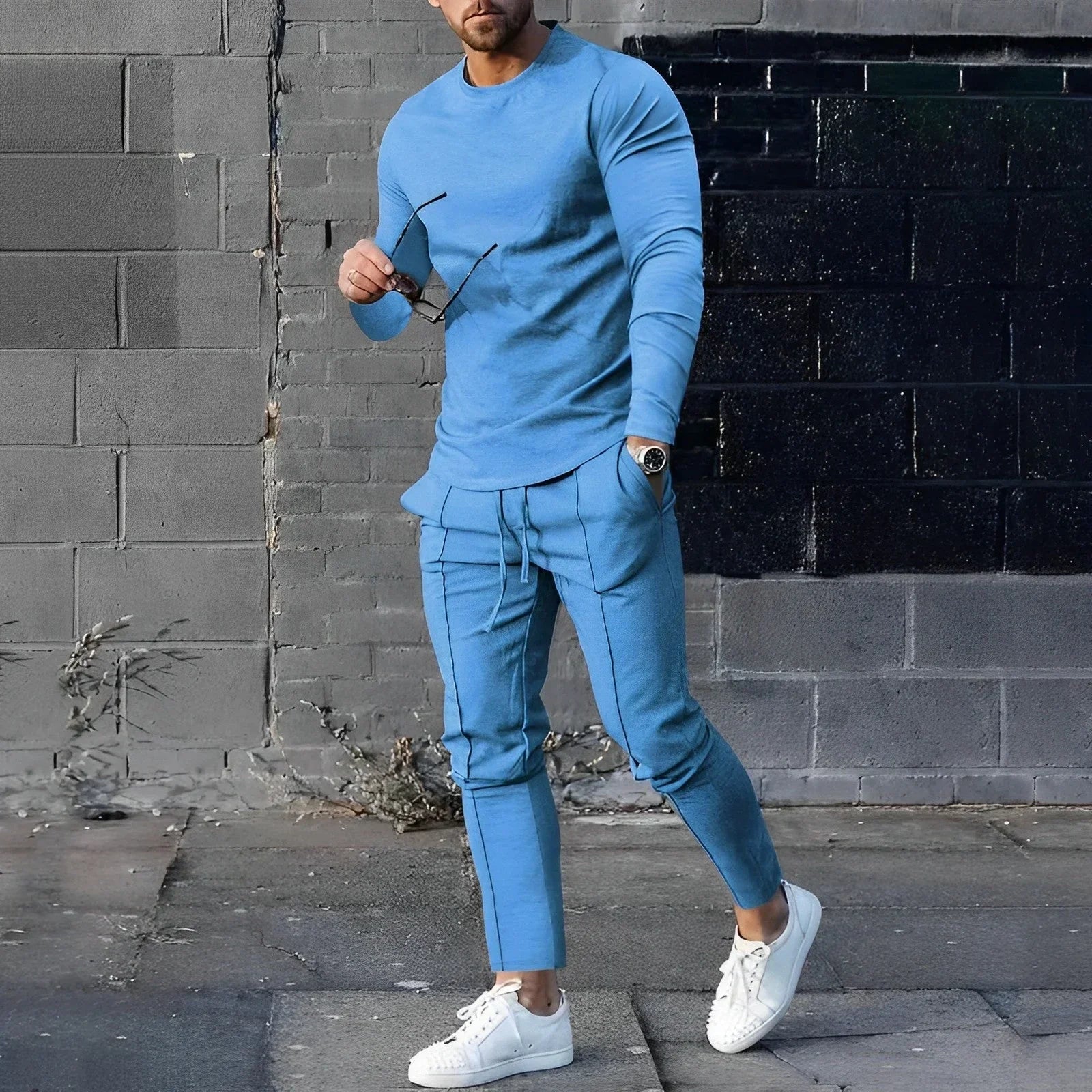 Herren-Set: Klassischer Langarm-Pullover und Hose – Modell Edward