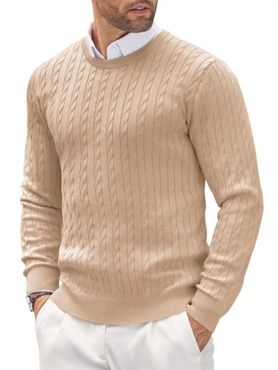 Slim Fit Feinstrickpullover für Herren mit Rundhals