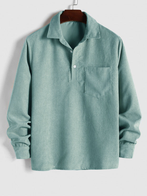 Langarm-Cordhemd für Herren, Casual-Shirt