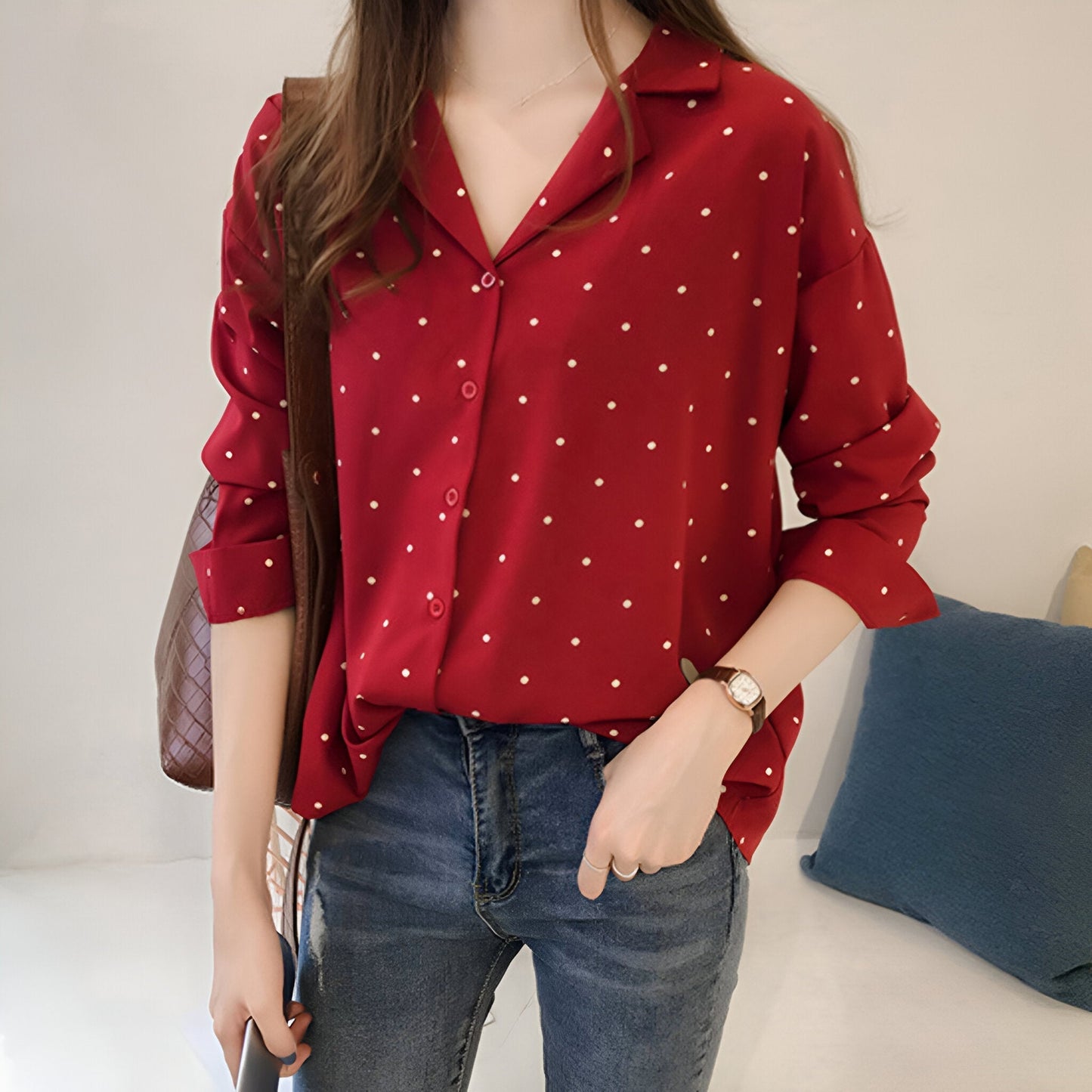 Eiko:  Spielerische Bluse mit Polka Dots