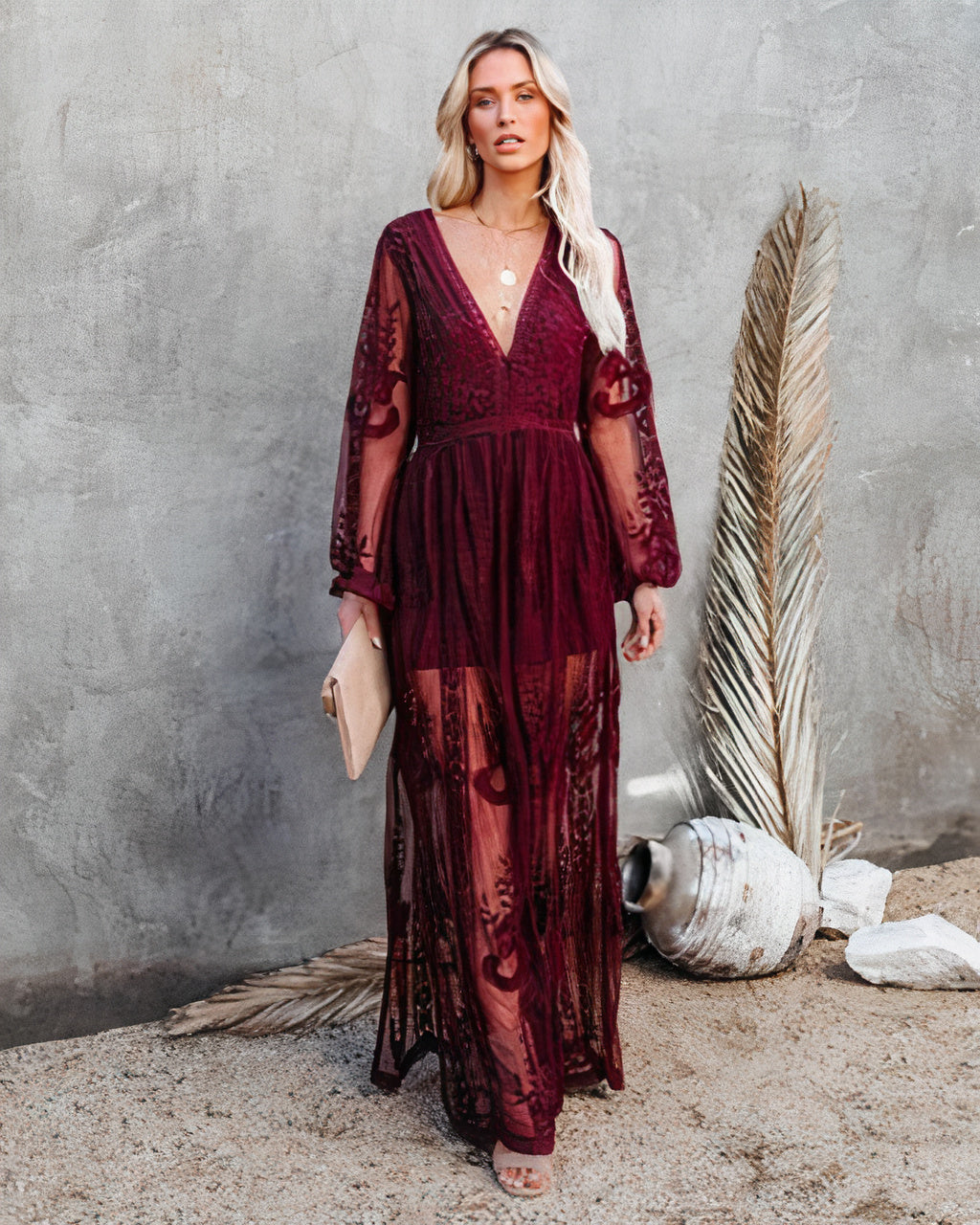 Spitzen-Maxikleid mit Schlitz - Sommermodell Erika