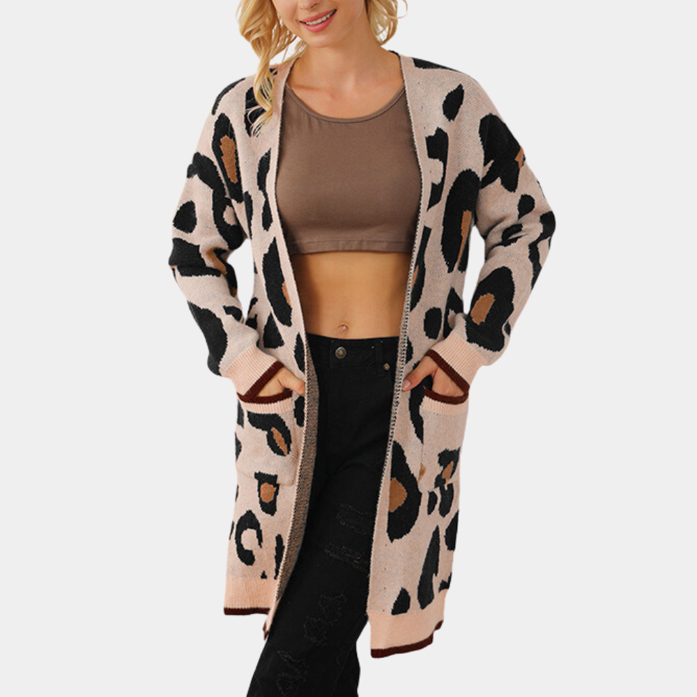 Modische Damen-Strickjacke im Leoparden-Look von EDELINA