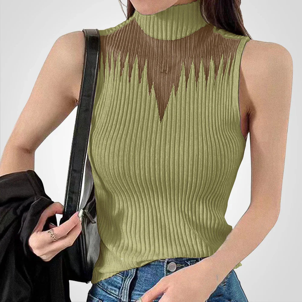 Fudus Neckholder Transparentes Gestricktes Crop Top