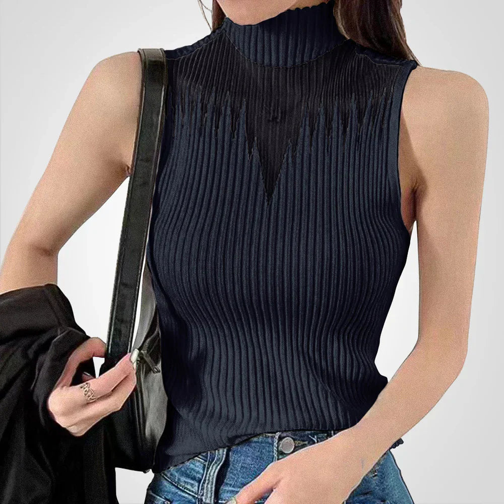 Fudus Neckholder Transparentes Gestricktes Crop Top