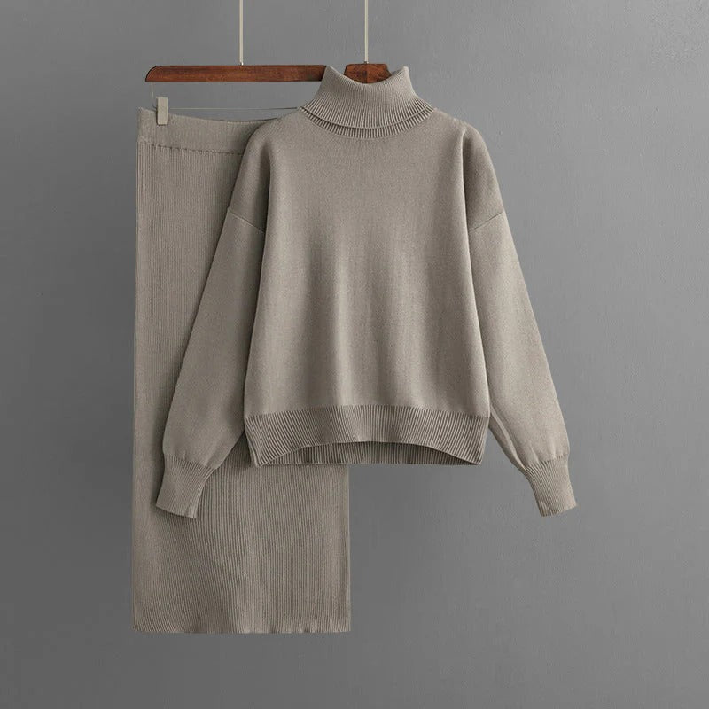 Jeriah – Gemütliches Set aus Rollkragenpullover und Rock