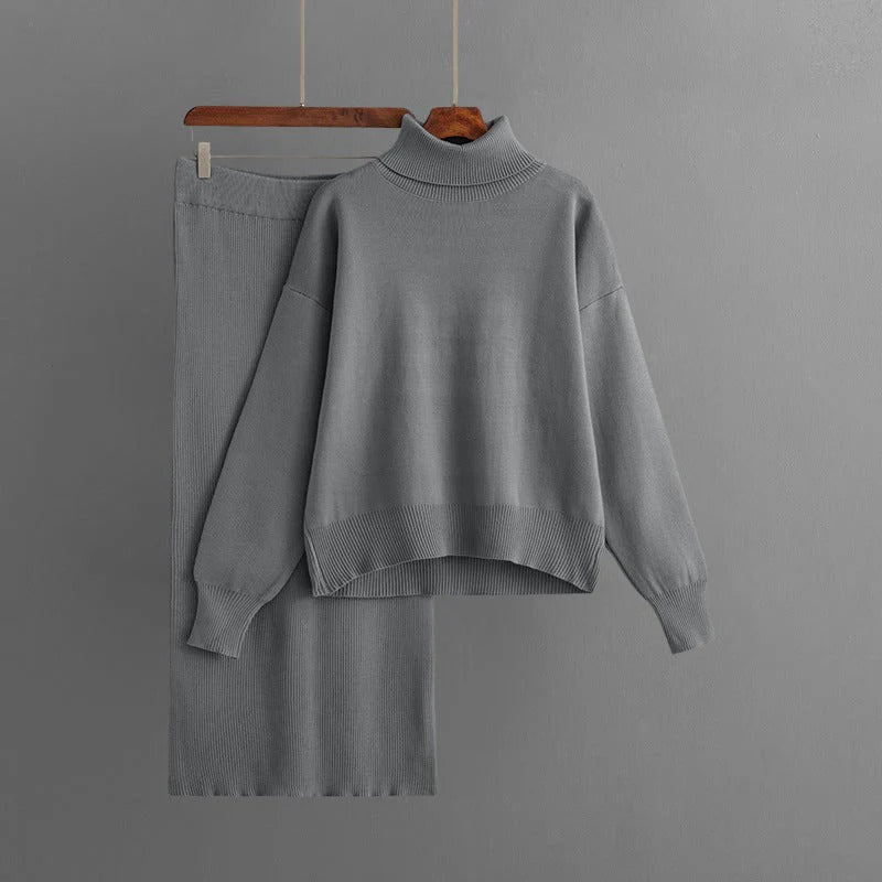 Jeriah – Gemütliches Set aus Rollkragenpullover und Rock