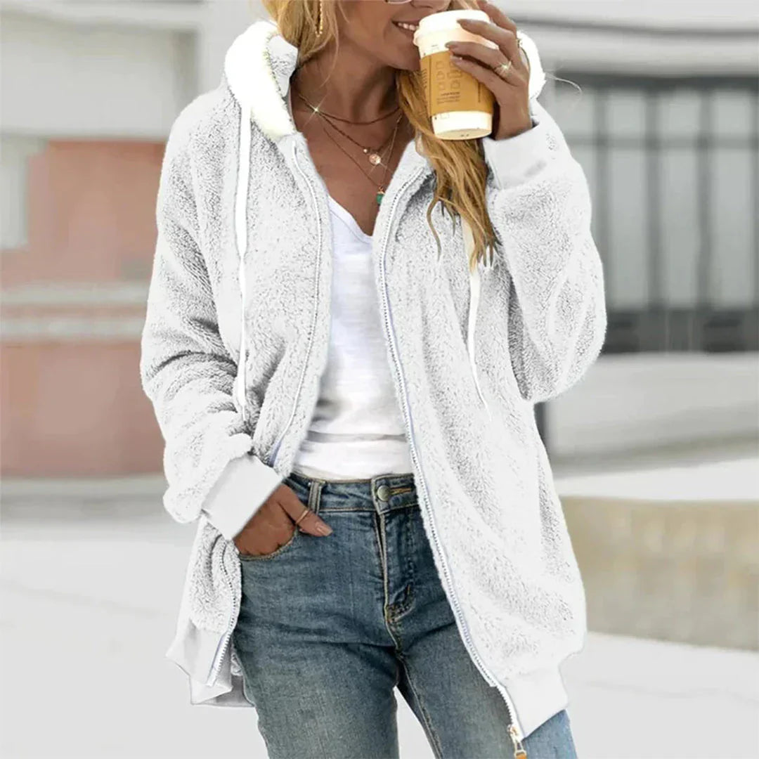 Krohn-e | Kuschelige Damen Teddyjacke Mit Warmer Kapuze