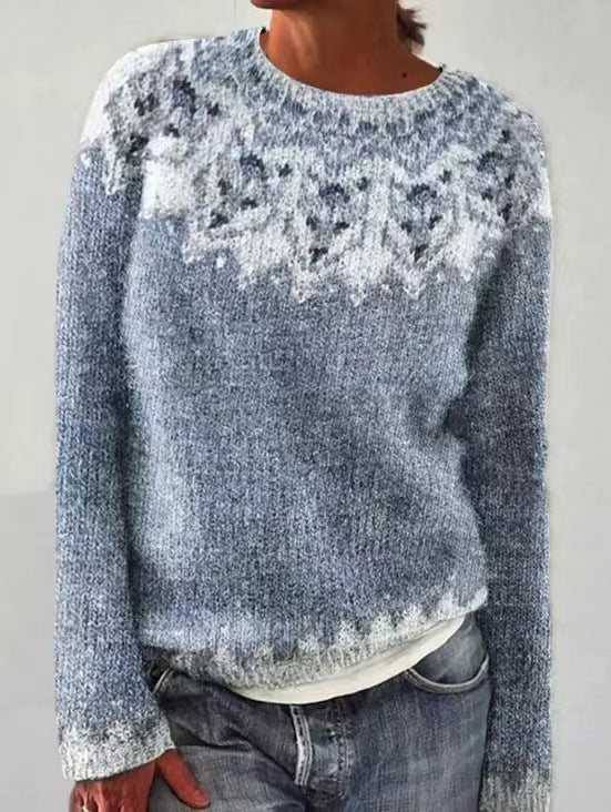 Frauenpullover mit geometrischem Strickmuster