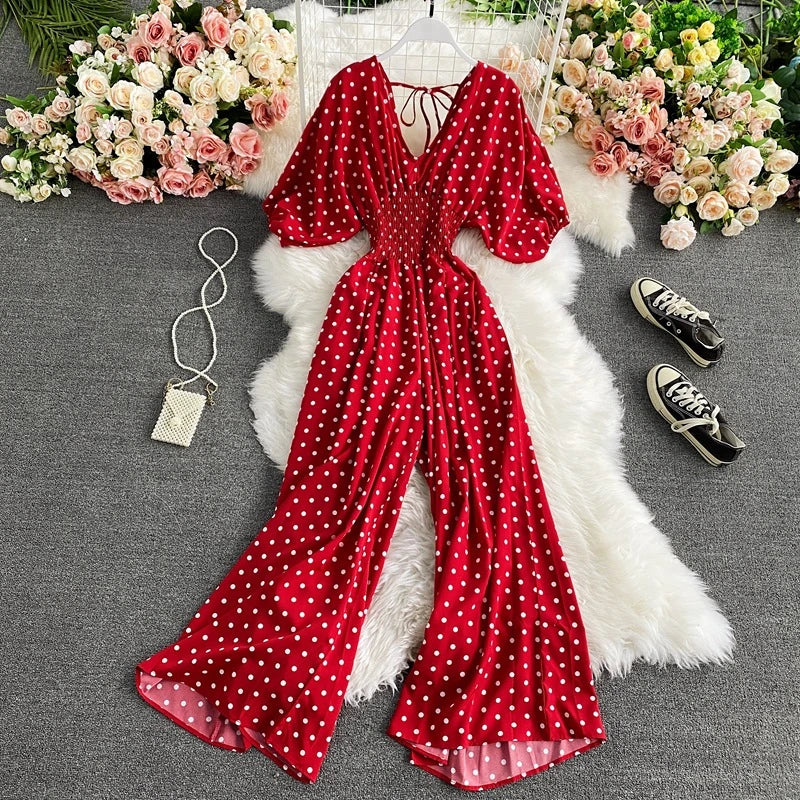OLIVIA Jumpsuit: Gepunkteter Overall