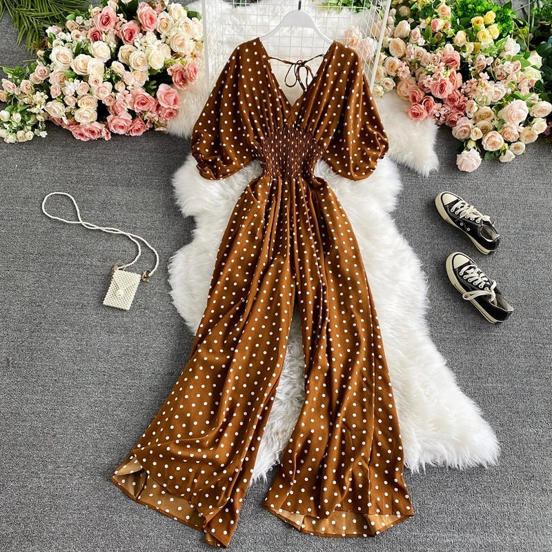 OLIVIA Jumpsuit: Gepunkteter Overall