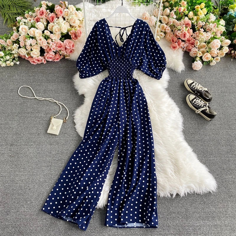OLIVIA Jumpsuit: Gepunkteter Overall