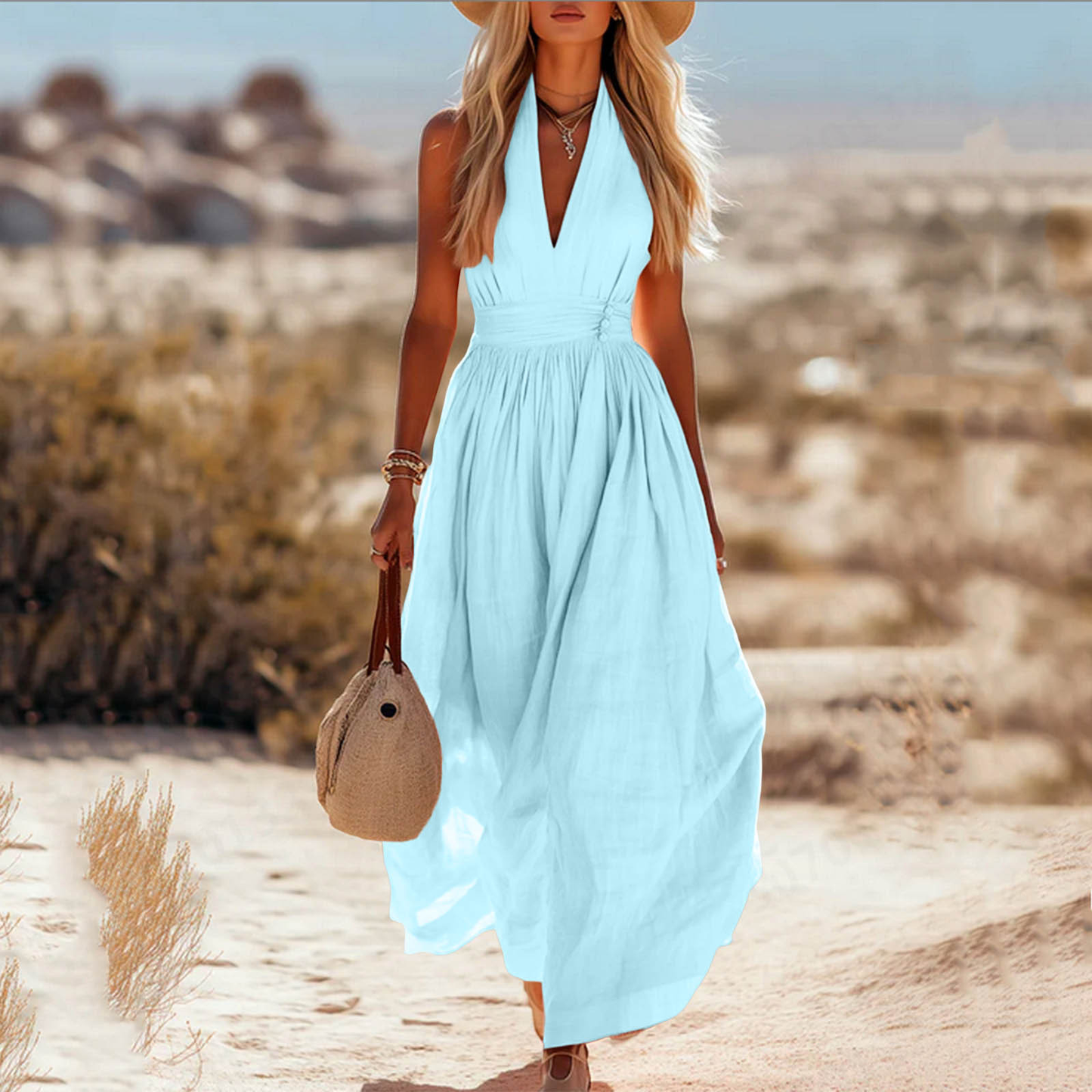 Cordua | Damen Neckholder Maxi Kleid