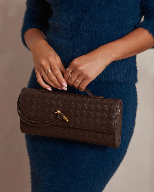 Krohn-e | Kaffee Damen Handtasche mit Geflochtenem Design - Krohn-e