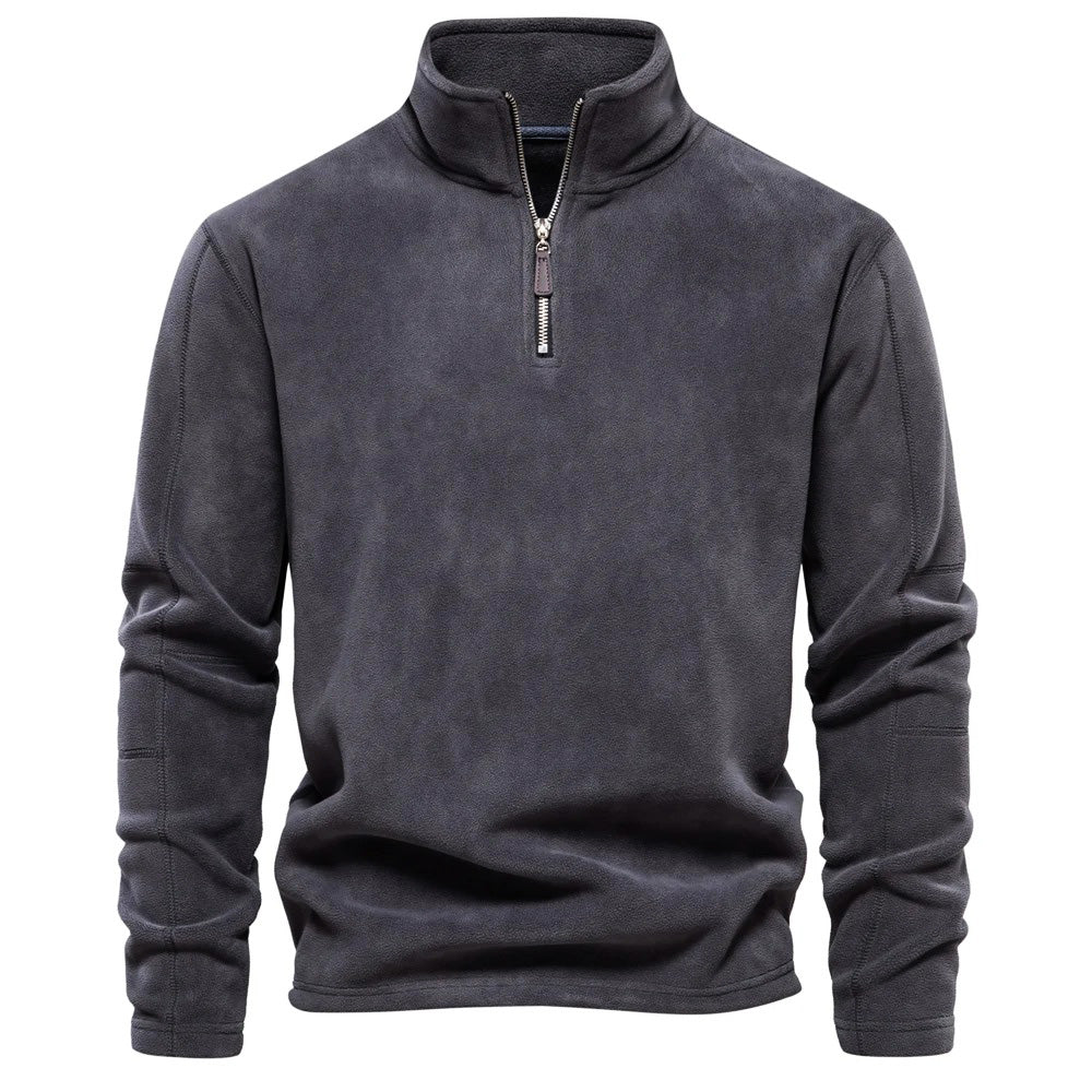 Krohn-e | Klassische Fleecejacke mit Hohem Kragen Polyester Warm und Bequem