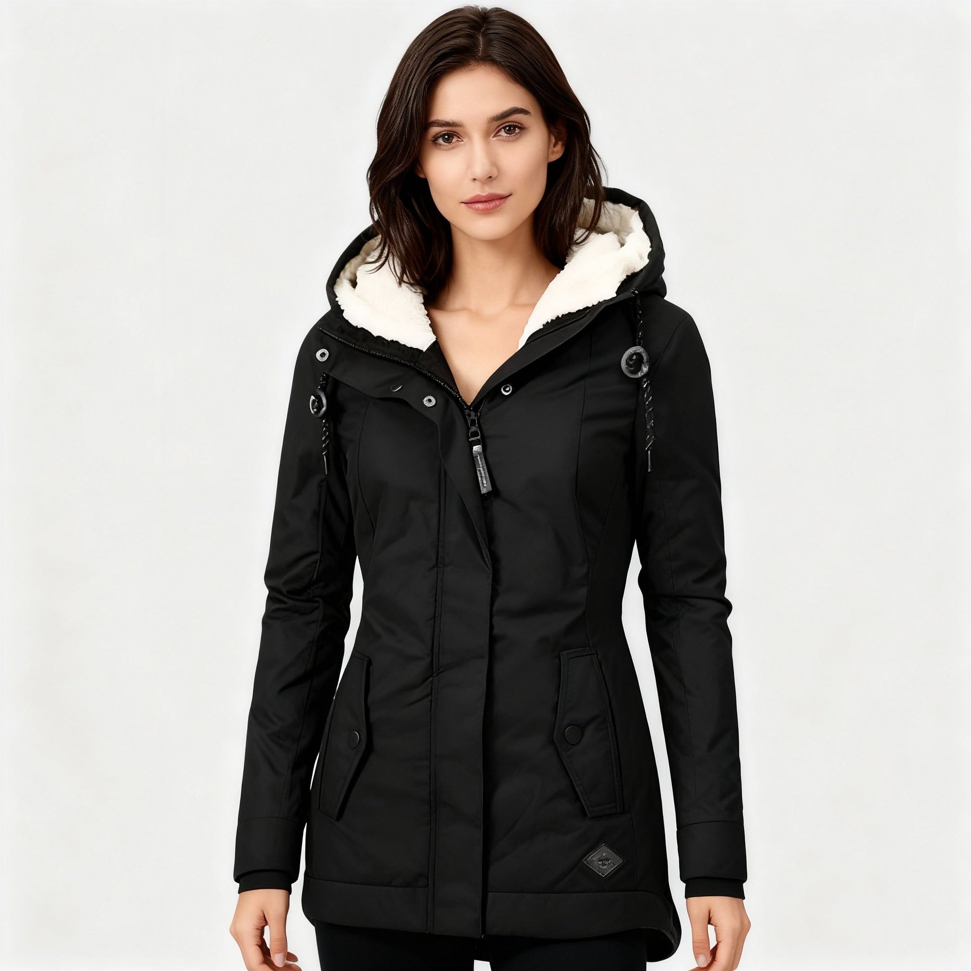 Lange Winterjacke mit Kapuze & Futter – Wasserfest, Warm & Komfortabel