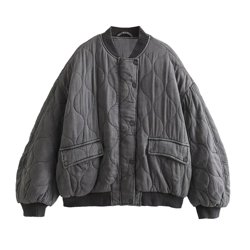 Damen Bomberjacke, grau, sitzende Passform | Hervert