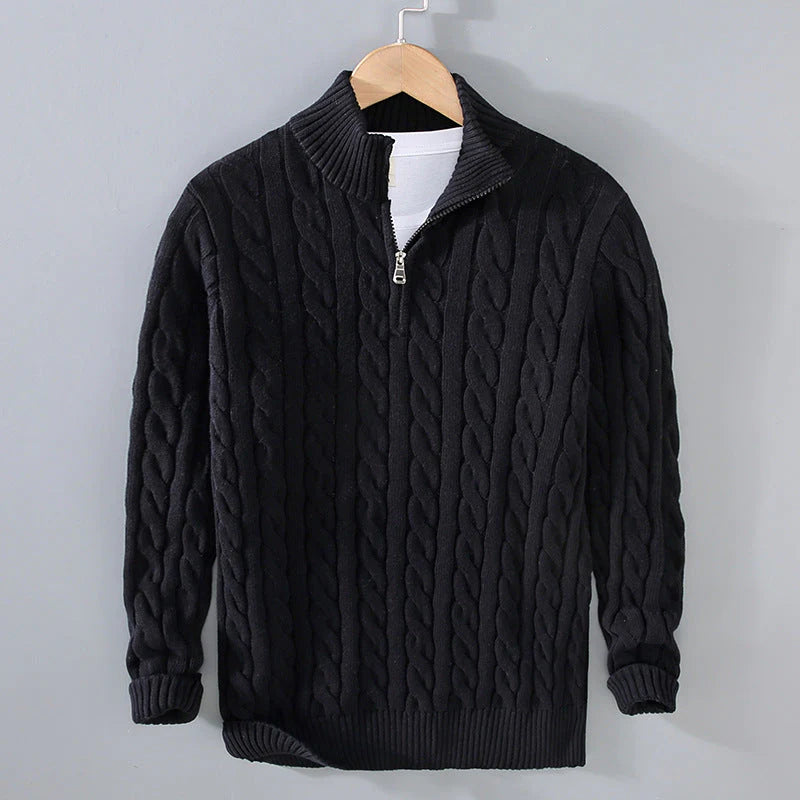Krohn-e | Strickpullover mit Half-zip Baumwolle Klassisch, Warm