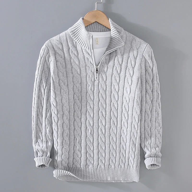 Krohn-e | Strickpullover mit Half-zip Baumwolle Klassisch, Warm