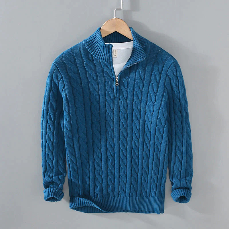 Krohn-e | Strickpullover mit Half-zip Baumwolle Klassisch, Warm