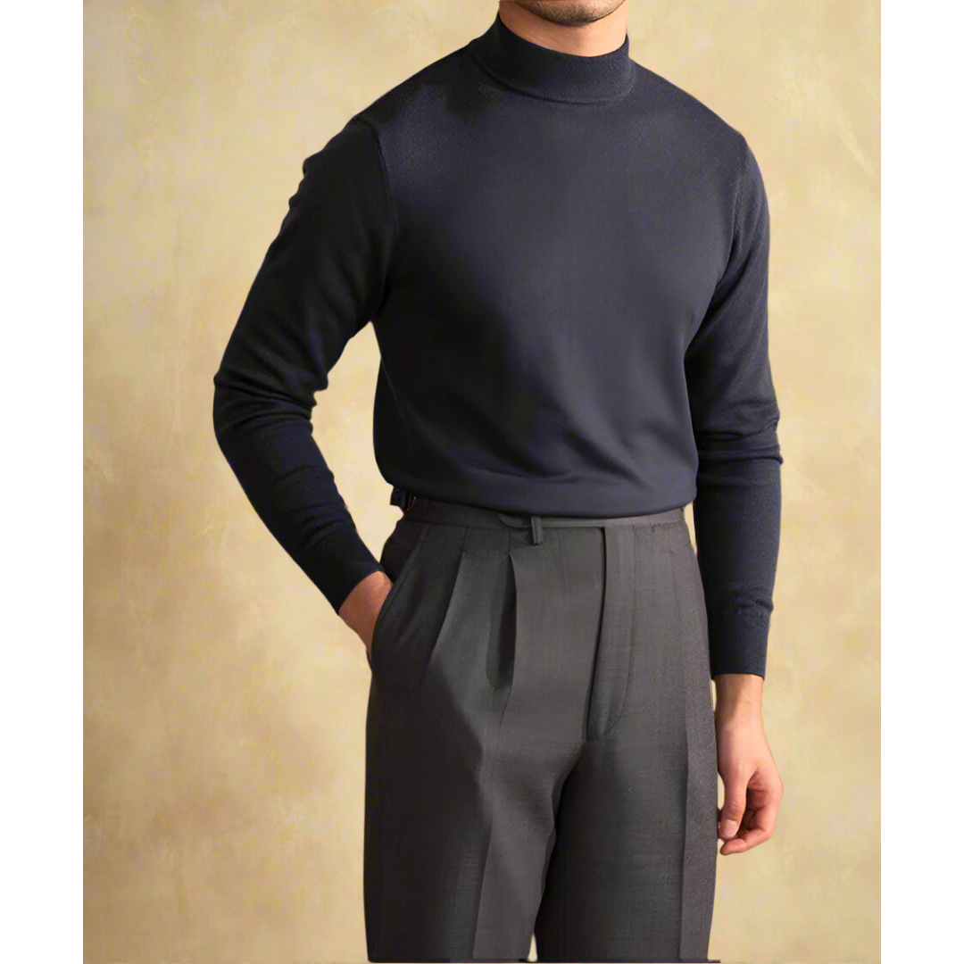 Elegantes Herren-Wollpullover mit Rollkragen in hoher Qualität